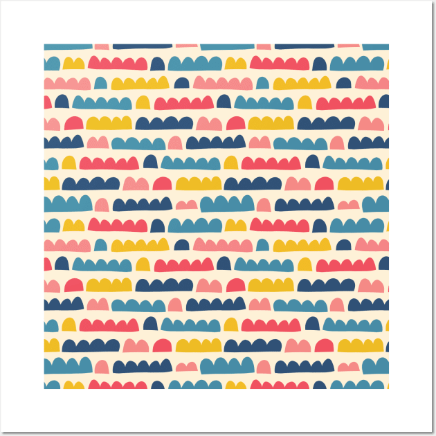 Blue Pink White Yellow Horizontal Block Shapes Wall Art by Sandra Hutter Designs